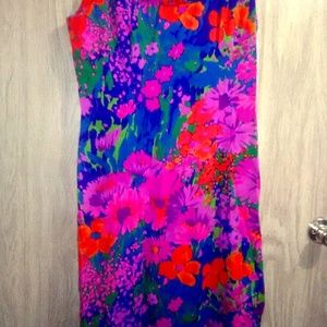 Bright Vivid Floral Hawaiin Pool Beach House Dress